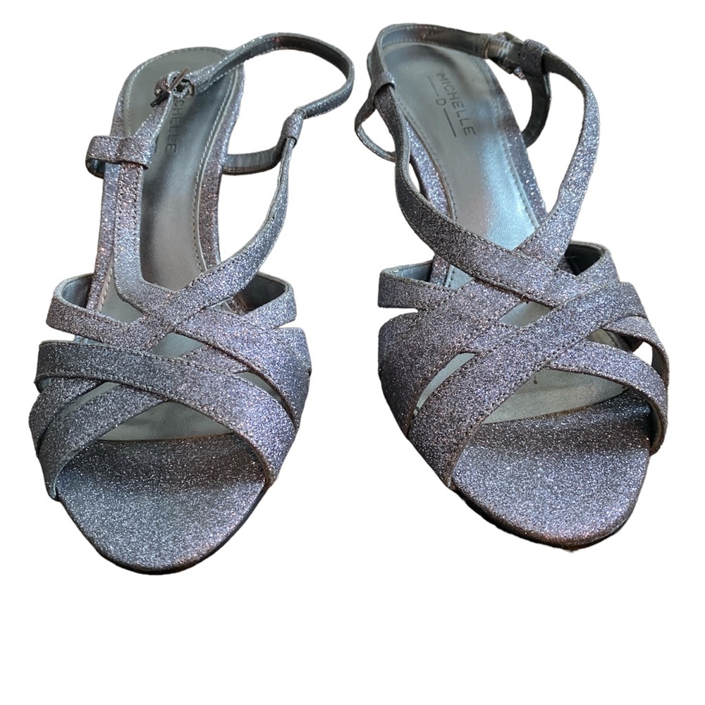 MICHELLE D l Silver Glitter Heels 9M